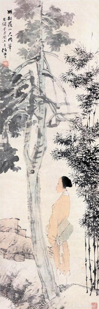 任伯年（任颐）《桐荫仕女》